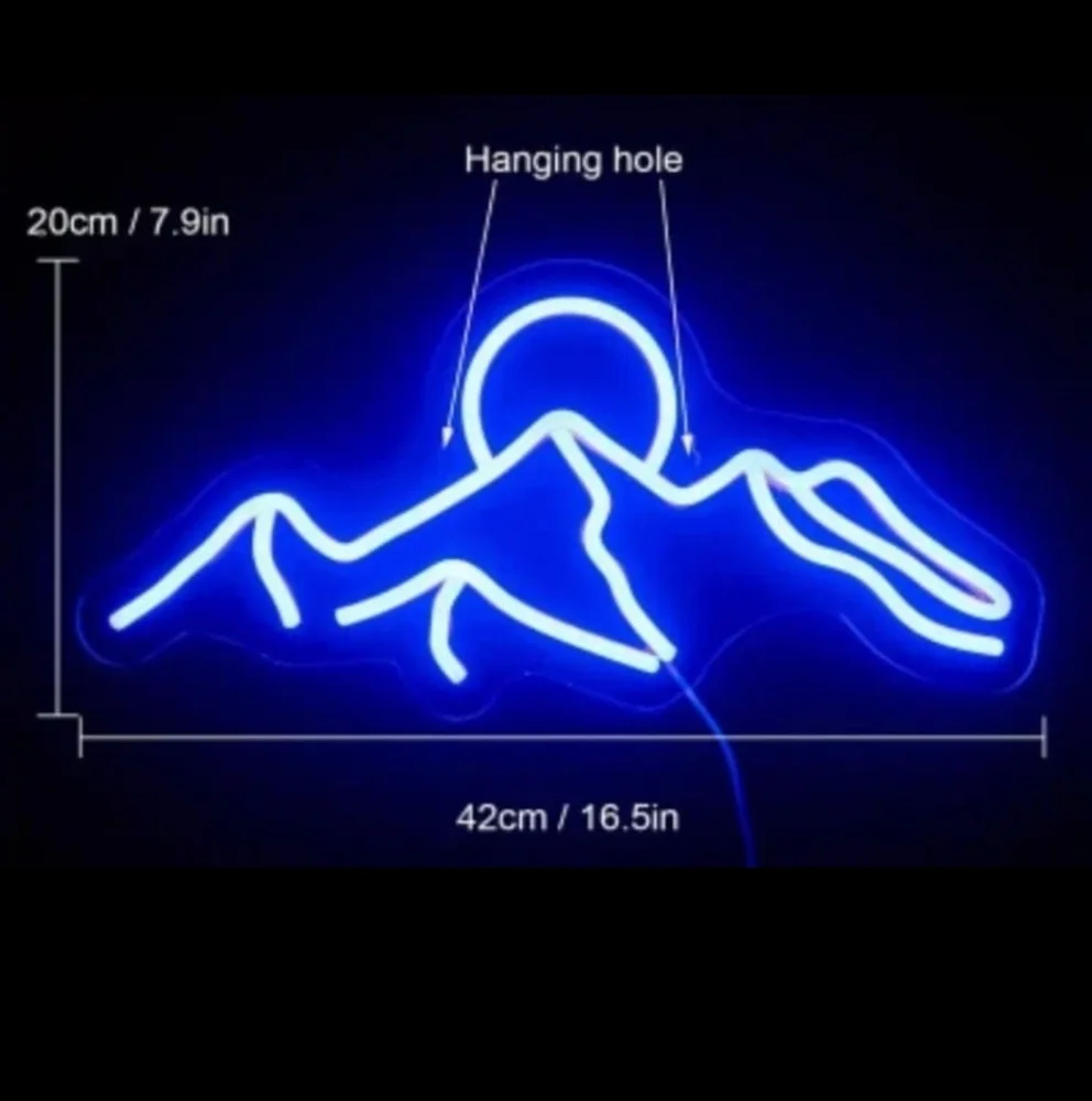 BLUE Mountain Neon Sign Mountain Sunset